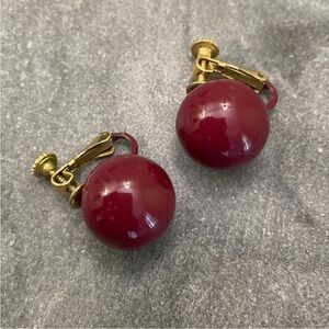 Vintage Napier Red Ball Clip-On Earrings